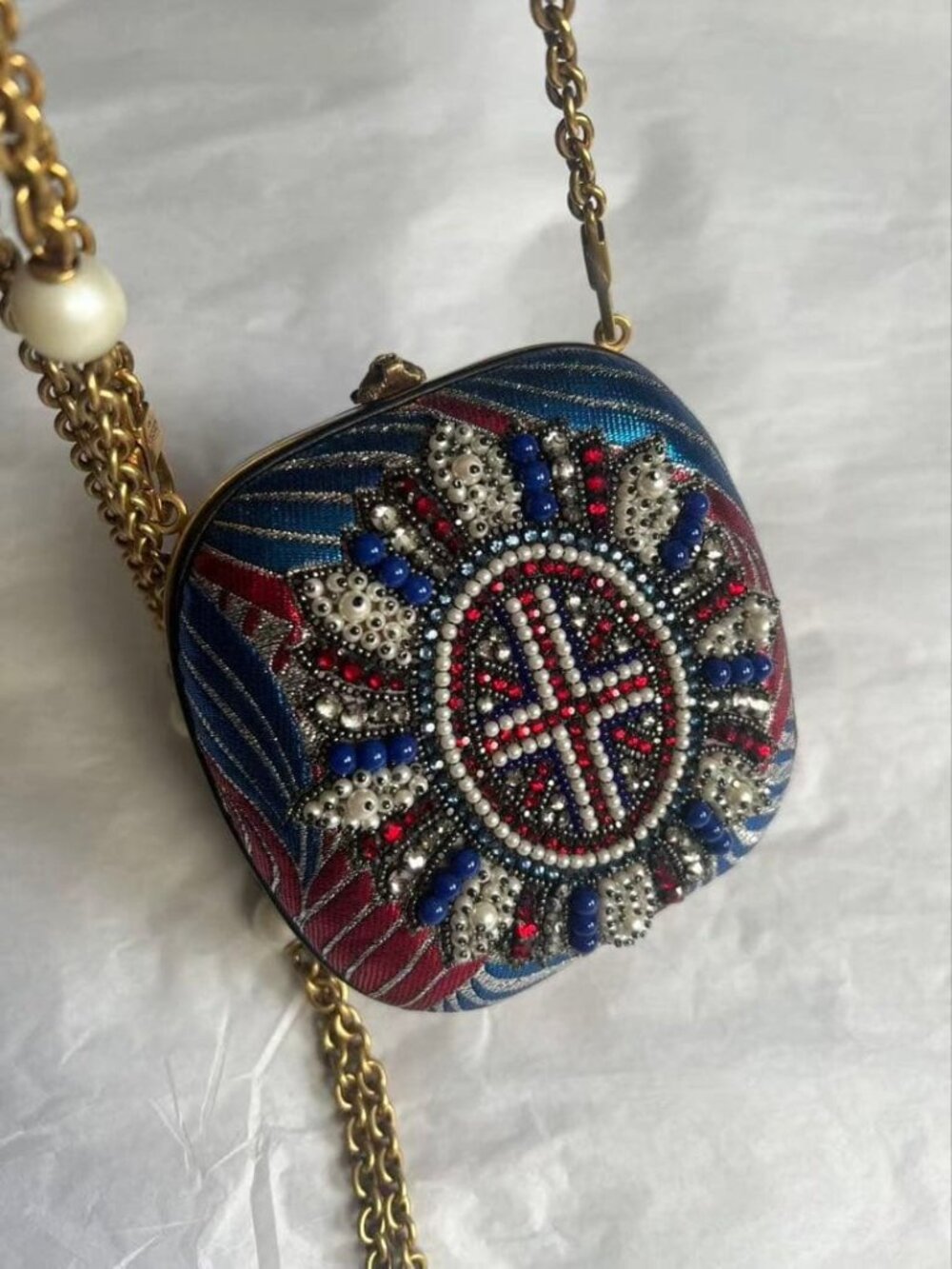 Gucci Broadway Metallic Brocade Clutch